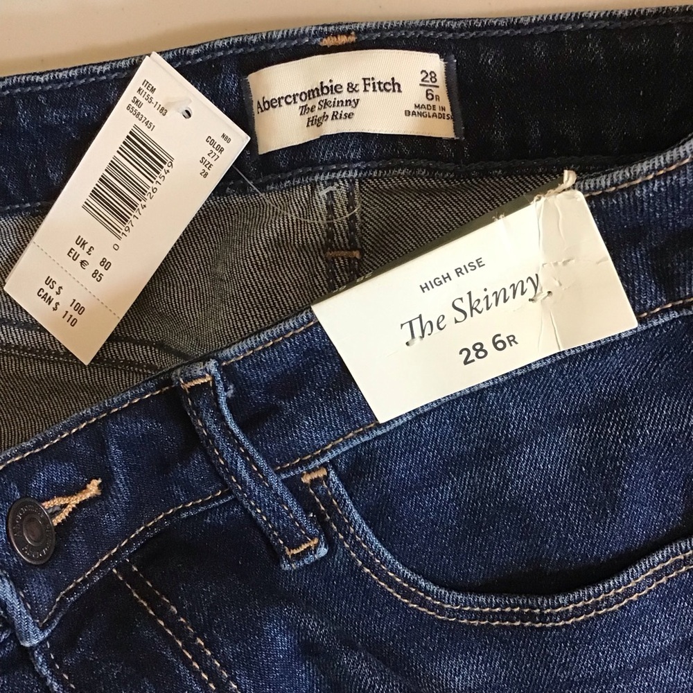 Abercrombie Fitch 6 (28) NWT Skinny High Rise Jeans Women’s Distressed - Picture 6 of 8